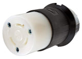 Hubbell HBL2643 Locking Connector, 30 amp, 480V, L830R, Black and White