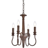 Elegant Lighting Living District Flynx 4-Light Mid-Century Metal Pendant In Weathered Oak