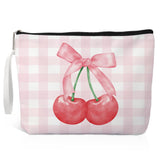 Xipromi Cherry Bow Pink Makeup Bag, Cute Cosmetic Bag for Women, Coquette Aesthetic Gifts for Sister Friend, Bridesmaid Gifts fo