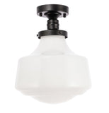 Living District Lyle 1-Light Glass & Metal Flush Mount In Black/Frosted White