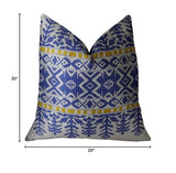 Plutus Brands Plutus Aztec City Handmade Throw Pillow, 20 X 30 Queen, Blue/White
