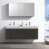 Fresca Valencia 60 Inch Dark Slate Gray Wall Hung Double Sink Modern Wood Bathroom Vanity And Medicine Cabinet - Faucet Sold Sep