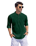 Bellstone Men'S Cotton Blend Solid Regular Fit Kurta (Kurta1500_Single_Dark Green_L
