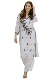 Anni Designer Women'S Cotton Blend Chikankari Embroidered Straight Kurta (Vox White_Xxl_White_Xx-Large),White,2XL
