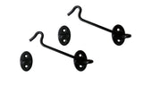 QCAA Reversible Hook, 304 Stainless Steel Cabin Hook Latch & Eye, 4 1/2, Matte Black, 2 Pack, Made in Taiwan