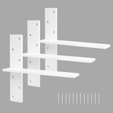 Floating Shelf Bracket 3/8 Thick Heavy Duty Shelf Brackets White 3 Pack Free Hanging Countertop Support Bracket 12 Lx2.5 W Float