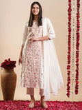 Gosriki Women'S Rayon Blend Staright Embroidered Kurta With Pant & Dupatta (Kochi White-Vks01-Gs_L_White_Large),White,,B0DFCJNG74