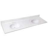 73 Inch Cultured Marble Vanity Top, Two Sinks with Backsplash, White - Design House, 597468