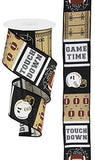 Football Block Pattern Wired Edge Ribbon 10 yards (Red, Black, 2.5 Inch)
