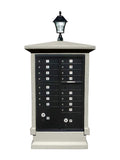QualArc Estateview Stucco Cbu Mailbox Center, Short Pedestal (Column Only) in Slate Gray Color with Bayview Solar Lamp