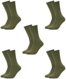 Mukhaksh (5 Pairs Men Cotton Calf Length Crew Length Long Olive Green Socks