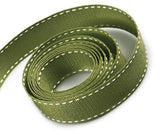 TRIMPLACE 5/8 INCH Ribbon with Saddle Stitch -10 Yards (Willow with White Saddle Stitch)