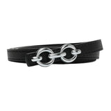 F Dream Women Thin Belts Skinny Leather Belt With Metal Pin Buckle For Dresses Pants Jeans (Black, 34 Inch)