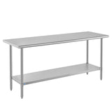 ROCKPOINT SS304 Top All Stainless Steel Table for Prep & Work 24x72 Inches, NSF Commercial Kitchen Heavy Duty Table with Adjusta