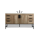 Elegant Decor Indoor Modern Under Sink Bathroom Fixtures Storage Organizer Cabinet 24 Inch Single Bathroom Vanity - Walnut With