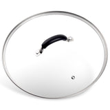 12 Inch Tempered Glass Lid for Lodge 12 Cast Iron Skillets & 7QT Dutch Ovens - Pre-Assembled Riveted Handle with Heat-Resistant
