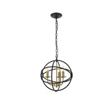 Elegant Lighting Living District Octavia 3-Light Mid-Century Metal Pendant In Brass/Dark Brown