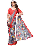 Satrani Womens Pure Georgette Saree (3201S2298NA_Grey & Multi2)