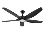Newday 60 inch Black Ceiling Fan with Light Remote Control, Dimmable 3 CCT LED Ceiling Fans with Lights, 6 Speeds Reversible DC