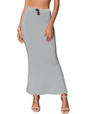 Sugathari Traditional Light Grey Micro Fiber Solid Saree Shapewear for Women (SW FISHCUT Light Grey XL)