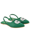 Shoetopia Embellished Front Studded Buckle Green Mules For Women & Girls /Uk7,Green,7,B0BZPQKT5N