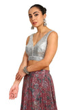 Soch Womens Silver Sequinned Embellished Georgette Padded Blouse Silver 36 Blhsseq00574D