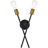 Living District Modern Home Decorative Armin 2 Lights Wall Sconce In Black With Brass
