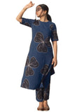 Gosriki Women'S Rayon Viscose Straight Printed Kurta With Pant (Kamo Blue-Gs_S_Blue_Small),Blue,,B0DXKYRCD7
