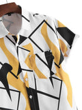 Lookmark Men'S Cotton Blend Stitched Printed Half Sleeve Shirt(Printed Shirt Yellow Allan-S)