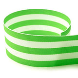 USA | American Made 5/8 Lime Green & White Taffy Striped Grosgrain Ribbon - 100 Yards