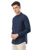Fyltr Men'S Solid Slim Fit 100% Cotton Linen Look Casual Shirt Cool Blue,Cool Blue,Cool Blue,Xl