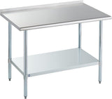 ROCKPOINT Stainless Steel Table for Prep & Work with Backsplash 30x48 Inches, NSF Metal Commercial Kitchen Heavy Duty Table with