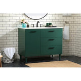 Elegant Decor Baldwin 42 Solid Wood And Mdf Bathroom Vanity In Green