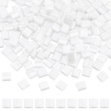 SUNNYCLUE 1 Box 240Pcs Tile Beads Tila Beads Bulk 5x5mm Opaque White 2 Hole Beads Full Size Rectangle Square Tila Two Hole Beads