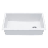 Karran QU-670 Undermount Quartz Composite 32 in. Single Bowl Kitchen Sink in White