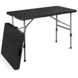 Athena Collection 8ft Folding Table, Lightweight Portable Desk with Handle, Square Foldable Plastic Table for Card Games, Collap