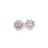 Malahill Cubic Zircon Paved Bead caps for Jewelry Making 20 Pieces 8mm White Gold