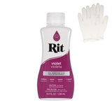 Rit Dye - Liquid Fabric Dye for Crafting, Clothing, and D cor - 8 oz. Bottle - Violet (Gloves Included)