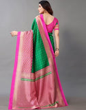 Satrani Women'S Poly Silk Printed Saree With Unstitched Blouse Piece(2535S934Na_Green & Beige)