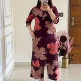 Gosriki Women'S Rayon Viscose Printed Straight Kurta With Palazzo (Ishir Wine-Gs_L_Wine_Large),Wine,,B0FC6QRFZF