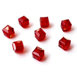 Chengmu 6mm Cube Glass Beads for Jewelry Making, Faceted Square Crytal Spacer Beads for Bracelet Necklace Earring, Red 270pcs