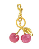 LOLAHA Bag Charm Cherry Purse Charms for Handbags Rose Pink Cherry Purse Chain Charm Gold Keychain Bag Charms Accessories Gift f