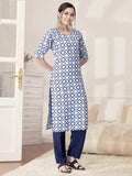 Pinkmint Kurta Set For Women Cotton Printed Straight Kurta With Pant (Pack Of 1) Multicolor8 M