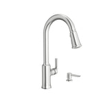 American Standard 7421300.075 Raviv Pull-Down Kitchen Faucet with Sprayer and Soap Dispenser, 1.8 GPM, Stainless Steel