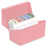 H4D 3x5 Index Card Holder with 100 Heavyweight Ruled Index Cards and 25 Plastic Dividers, Light Pink