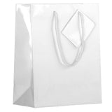 JAM Paper Glossy Gift Bags with Rope Handles Medium 8 x 4 x 10 White Sold Individually