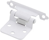 Silverline SH5001WT Self Close Hinge 1.2mm Thickness Cabinet Hardware 25 Pairs Face Mount Overlay Variable White Coated