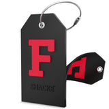 Shacke Initial Luggage Tag with Full Privacy Cover and Stainless Steel Loop - Black (Letter F)