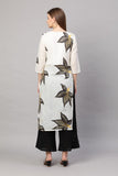 Gosriki Women'S Cotton Printed Straight Kurti (Alisha White & Black_L-Go_White & Black_Large),White & Black,,B09Q69WXGQ