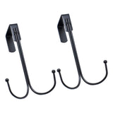 SayHi2U Over-The-Door Double Hanger Hook, Durable Metal Organizer for Hanging Coat Towel Bag Robe, Back of Bathroom and More (Bl
